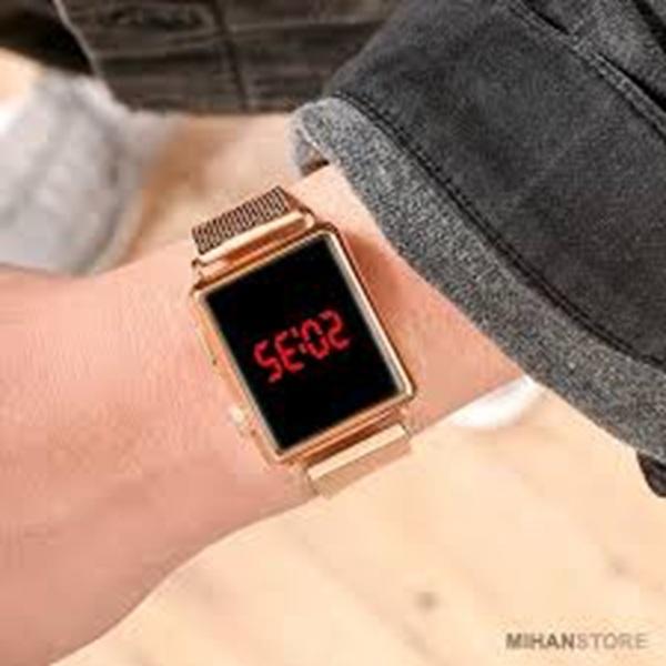 Unisex Digital Display Watch - 1 Pc Stainless Steel, Battery Operated, Water Resistant